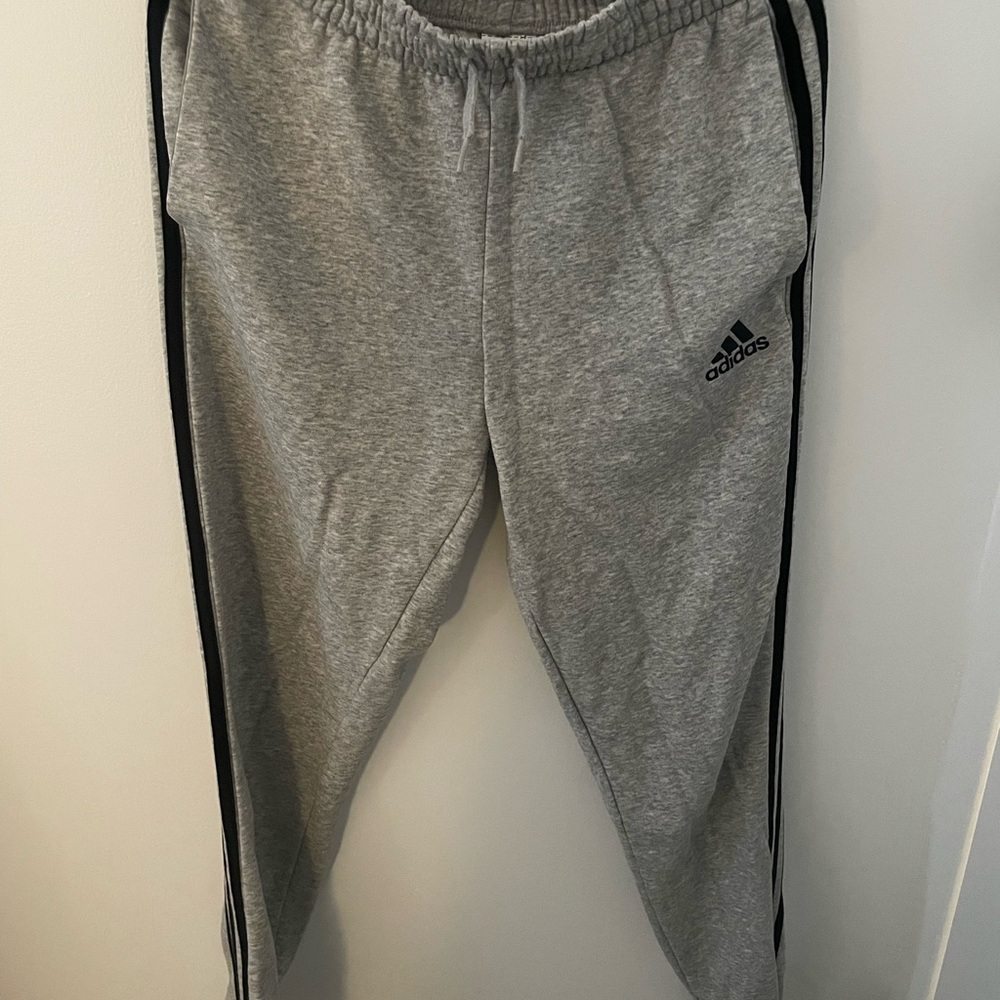 Adidas Gray Track Pants with Tapered Legs